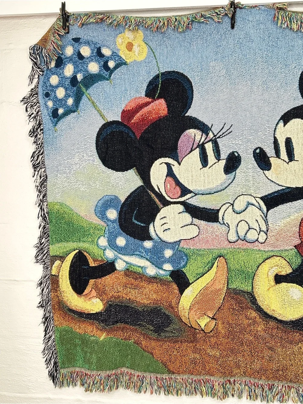 Mickey & Minnie Mouse Throw Blanket 50x62 Afghan Tapestry Walt Disney World